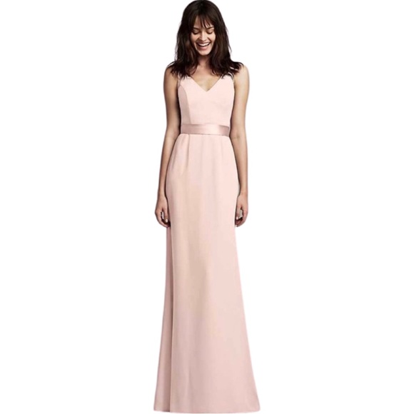 White By Vera Wang V-neck Crepe Satin Slip Dress